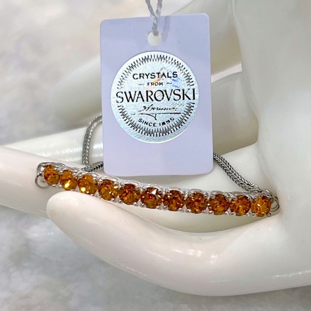 SWAROVSKI Topaz Crystal Sterling Silver BOLO Bracelet
